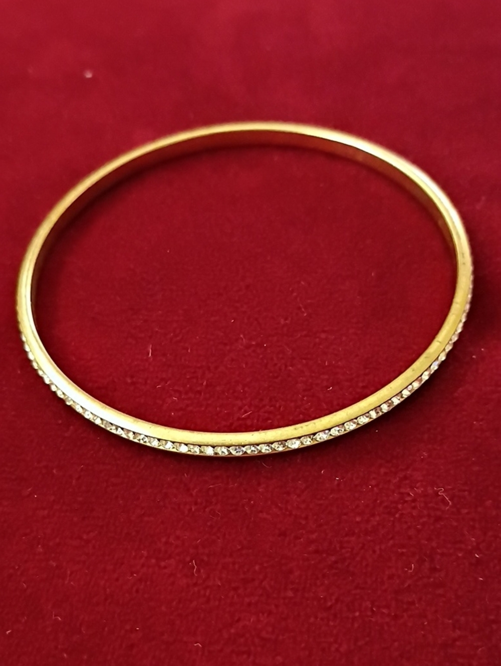 Gold Crystal-Accented Women's Bangle Bracelet